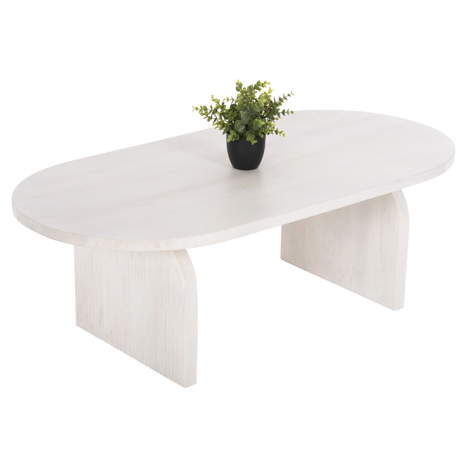 COFFEE TABLE OVAL HONKY HM9691 SOLID MANGO WOOD IN WHITE 120x60x40Hcm.