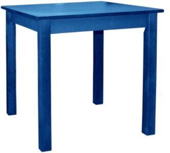 Traditional greek table 80x80x72 solid oak wood and mdf desktop blue lacquer HM8248