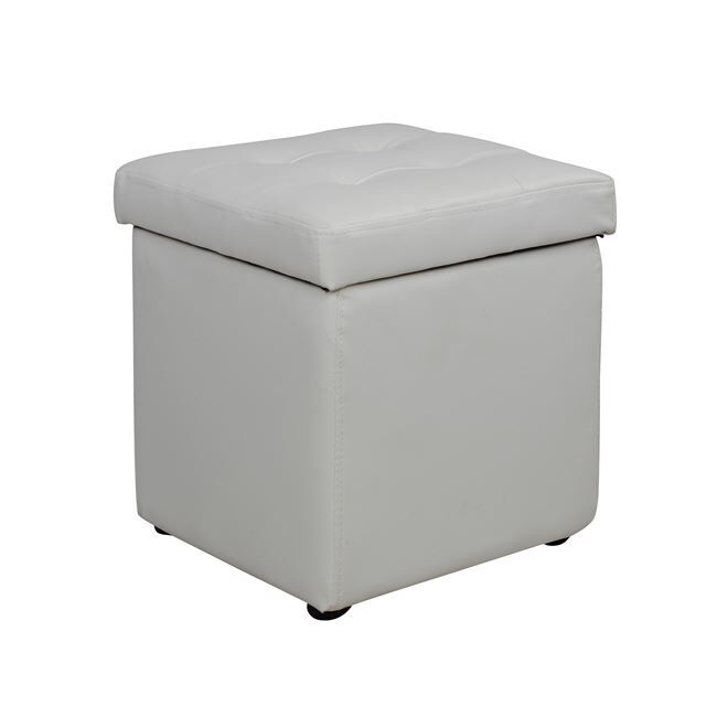 Stool PU with storage space white cube HM224.02 36,5x36,5x36cm