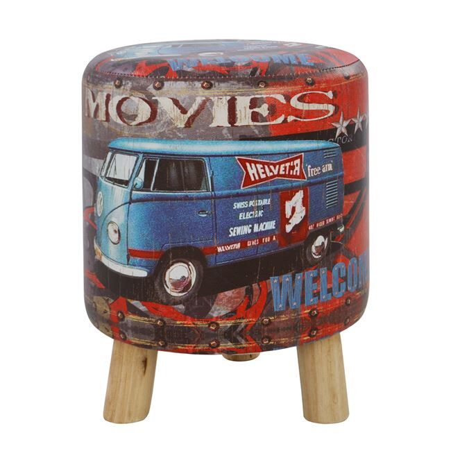 Stool from PU with 3 wooden legs HM8153 Movies D 30x38cm