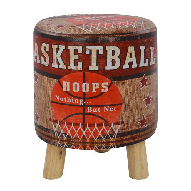 Stool from PU with 3 wooden legs HM8156 Basketball D 30x38cm