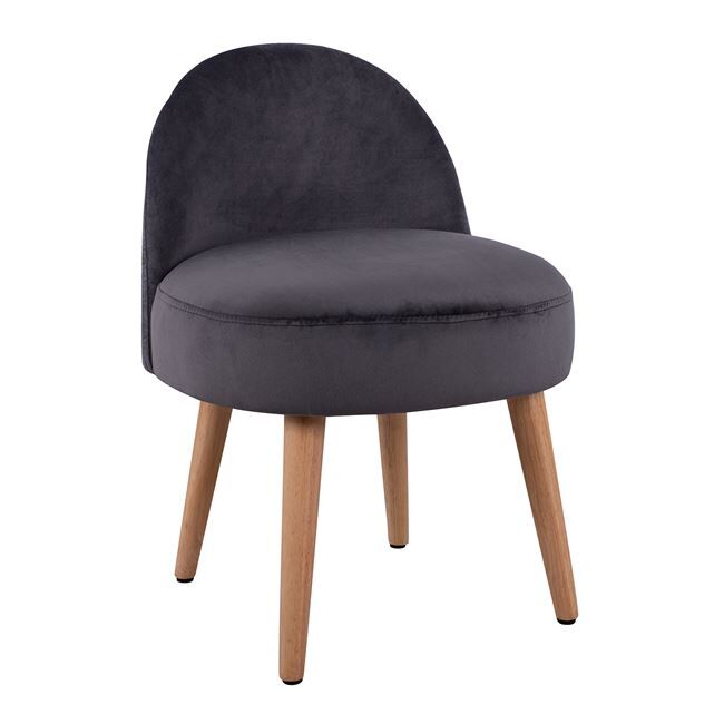 Velvet stool with back Yasmine Grey HM8395.01 47x43x63,5cm