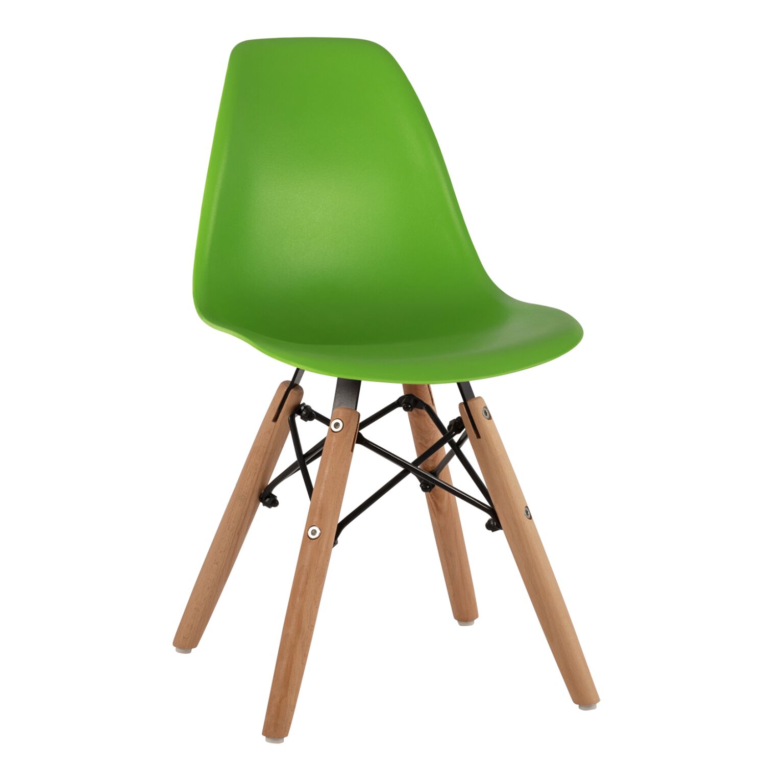 Chair Twist Kid HM8453.03 with wooden legs & green seat 30,5x33x59 cm