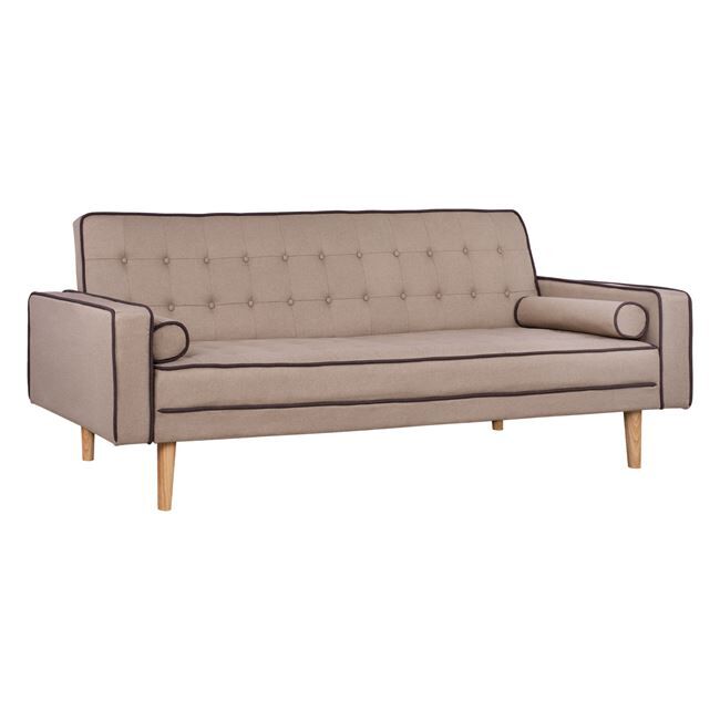 Sofa Bed with Beige Fabric and 2 Pillows HM3150.02 224x88x84 cm