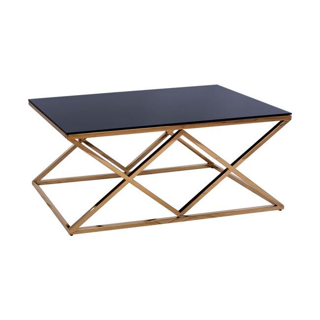 trapezi salonioy holland hm862402 me may Coffee table HOLLAND HM8624.02 by black glass and gilded framework 120x60x45 cm Ready for delivery