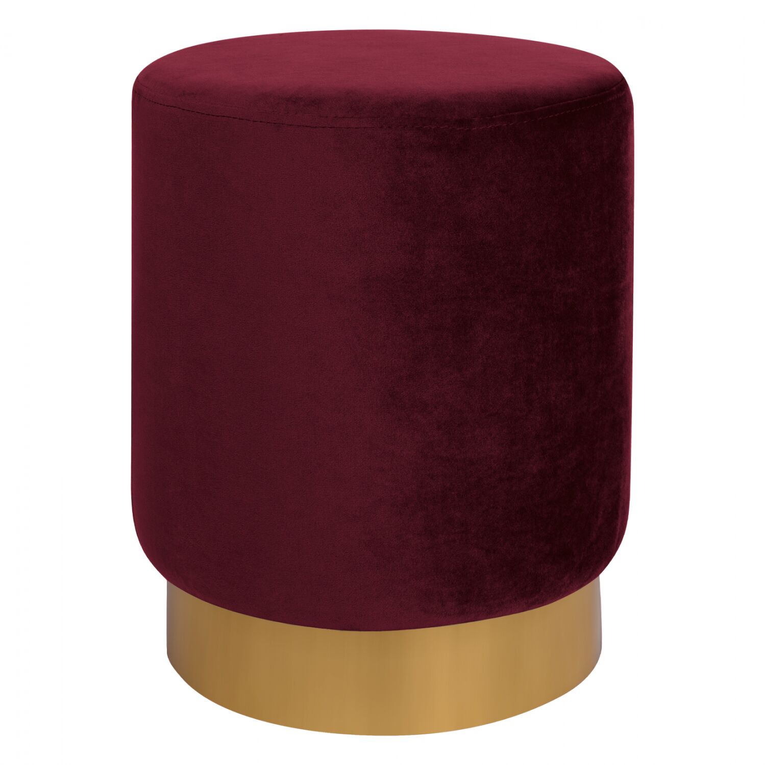 Velvet stool Levy HM8408.06 in bordeaux color with gold base D35x43 cm.