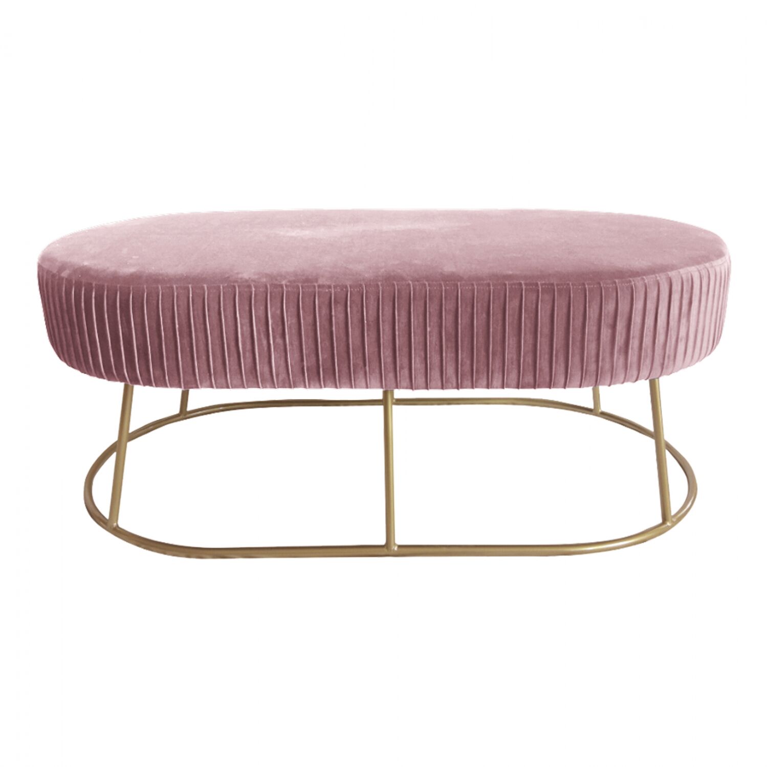 BENCH HM8635.02 MADE OF VELVET IN DUSTY PINK WITH GOLDEN BASE 118Χ66Χ42Y cm.