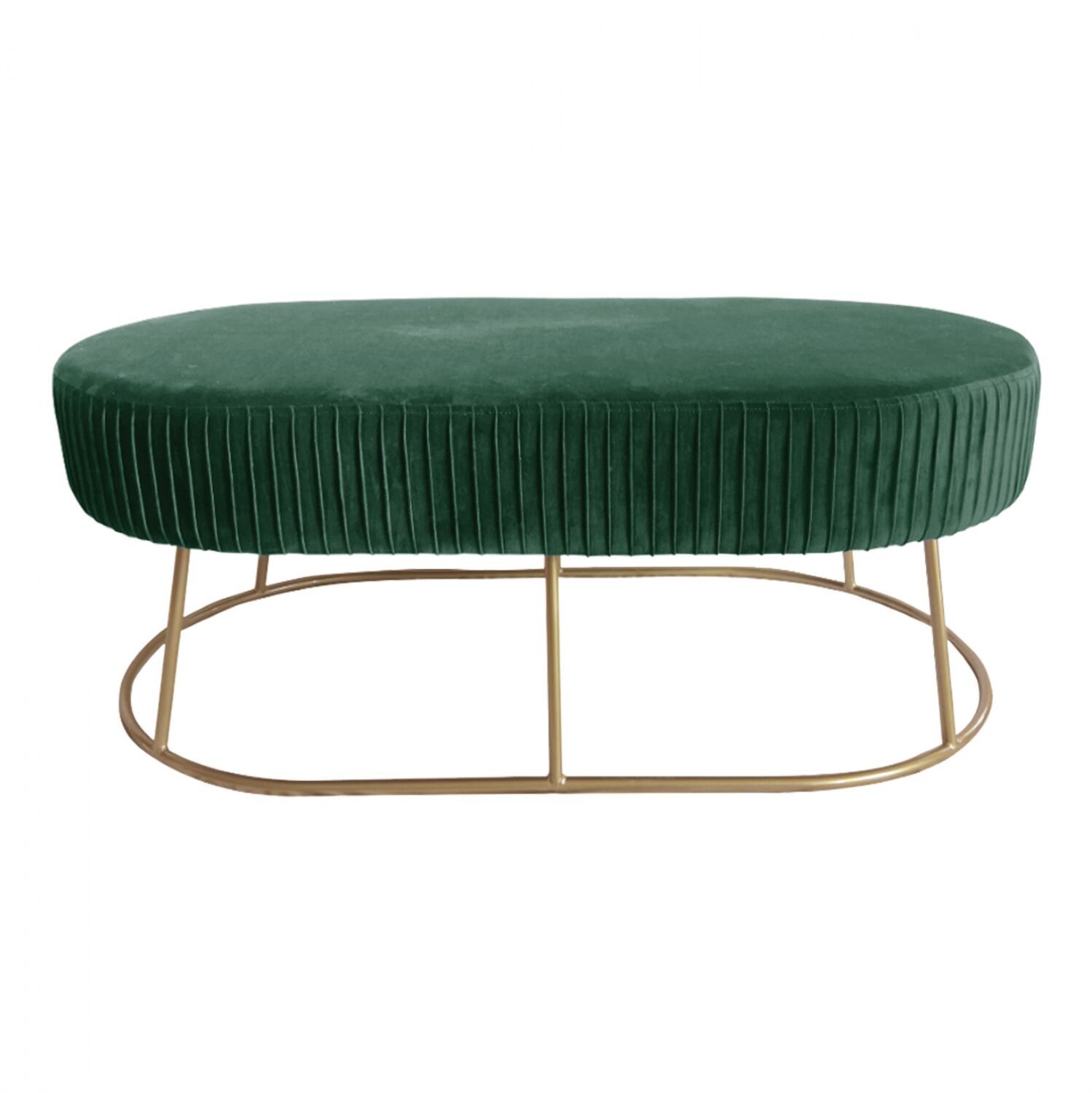 Bench Alinafe HM8635.03 from cyppress green velvet with gold base 118x66x42cm