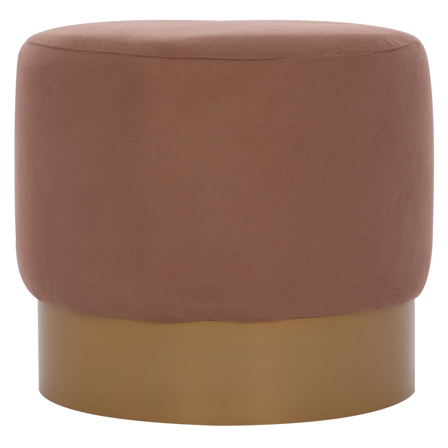 ROUND POUF/STOOL HM9260.04 BROWN FABRIC, GOLD ROUND BASE