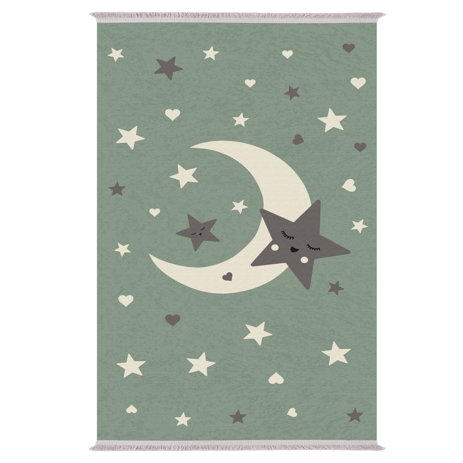 KIDS' CARPET WITH FRINGES HM7678.20 MOON WITH STARS 80Χ150