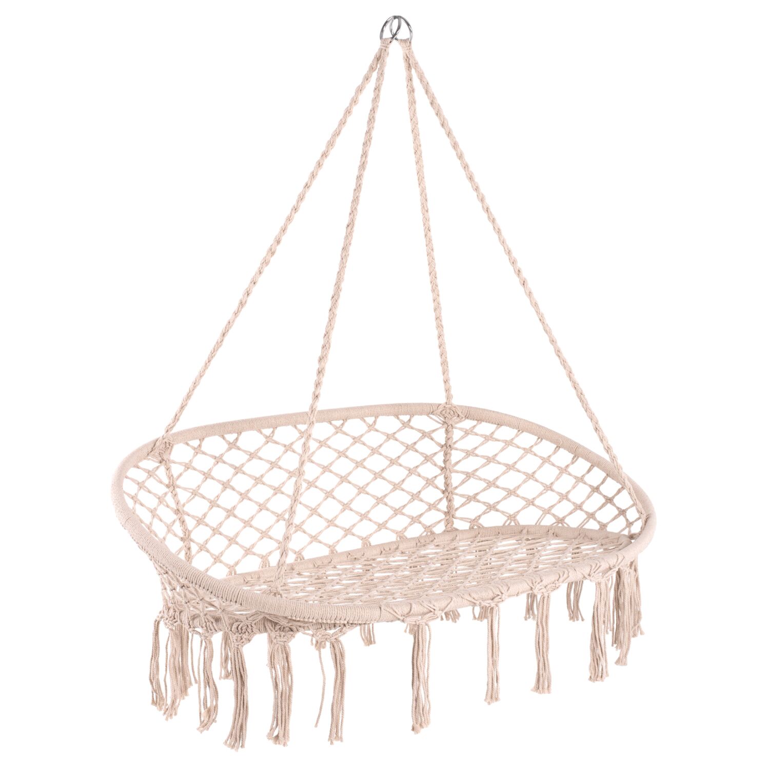 HANGING NEST HM5769 2-SEATER MACRAME ROPE IN BEIGE COLOR 130x67x120-140Hcm.
