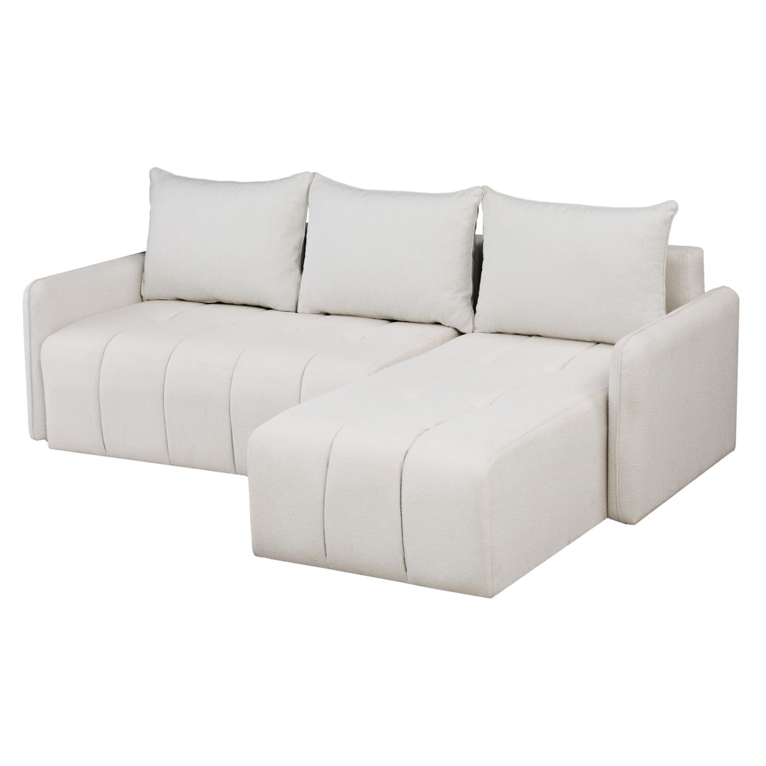 CORNER SOFA-BED PROTON HM3272.01 WHITE BOUCLE FABRIC 225x94x70Hcm.