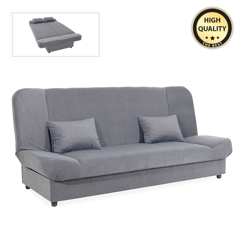 Tiko PLUS Megapap three-seater sofa - bed with storage space and fabric in grey 200x90x96εκ.