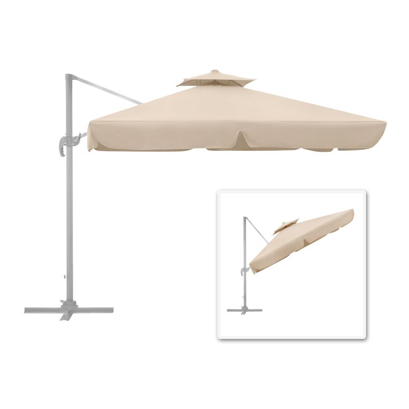 Pearl Megapap professional hanging umbrella aluminium frame fabric in ecru color 3x3m