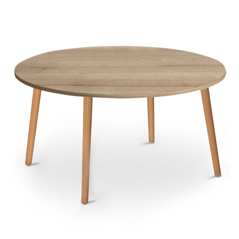 Circle Megapap melamine coffee table in oak color 90x90x40cm.