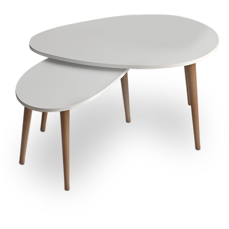 Spline Megapap melamine set of two pieces coffee tables in white color 80x40x46cm.