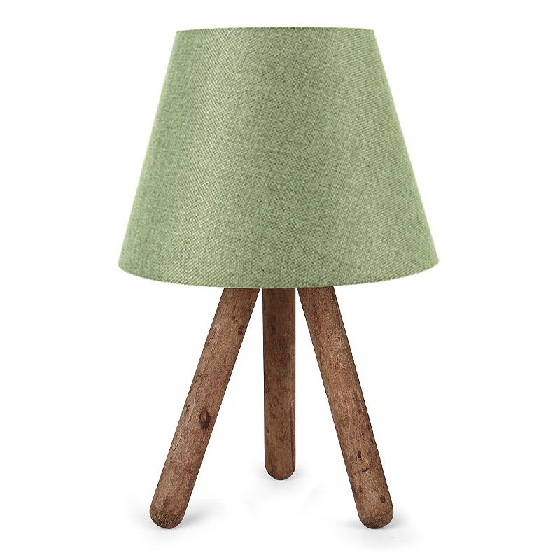 Lander Megapap fabric/Pvc/wooden table lamp in cypress/brown color 22x17x32cm.