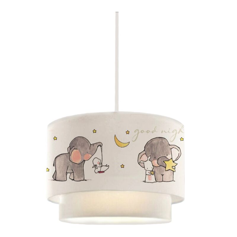 Goofy Megapap fabric ceiling lamp with little cheerful elephants 30x20x70cm.