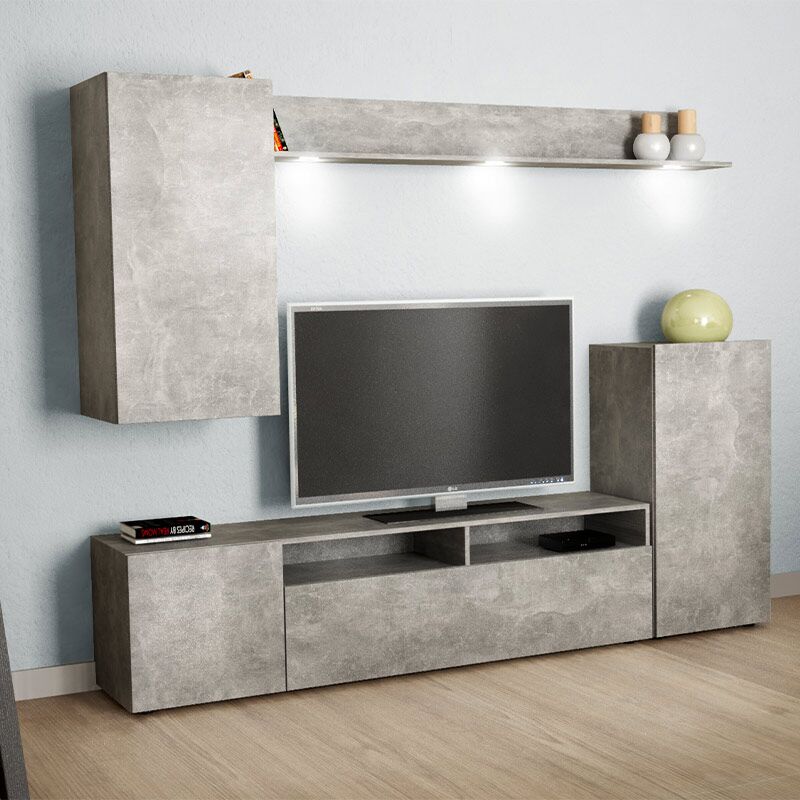 Lucius Megapap melamine TV furniture in cement grey color 210x37x170cm.