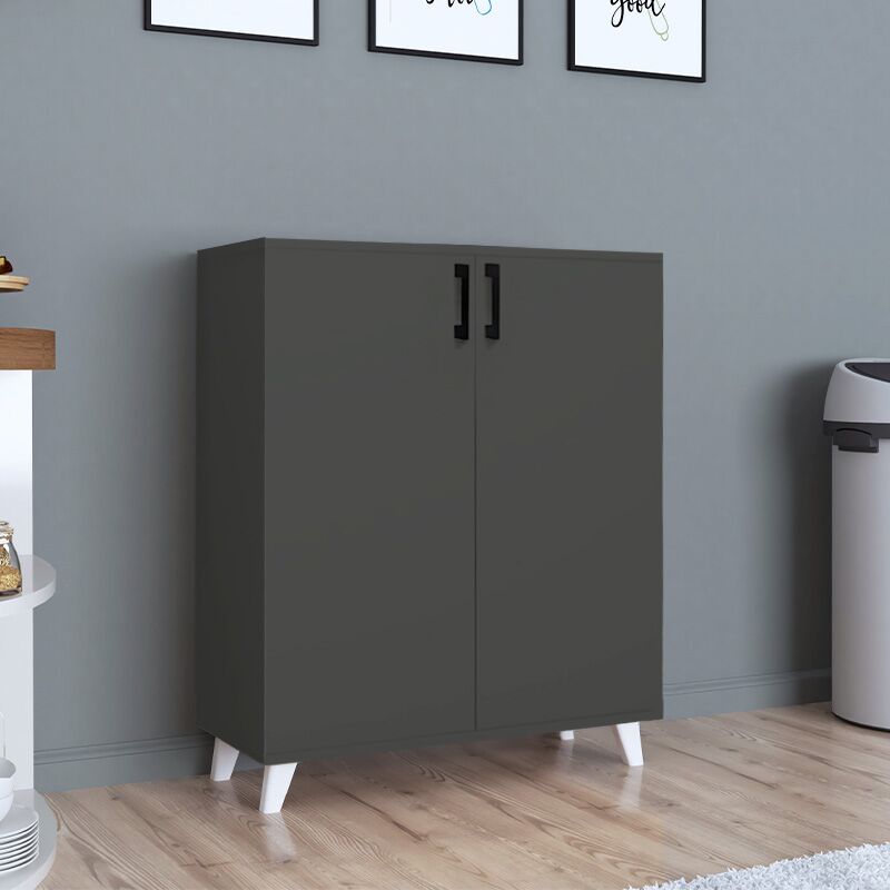 Lilly Megapap melamine kitchen/bathroom cabinet -  shoe rack in anthracite color 72x32,5x88cm.