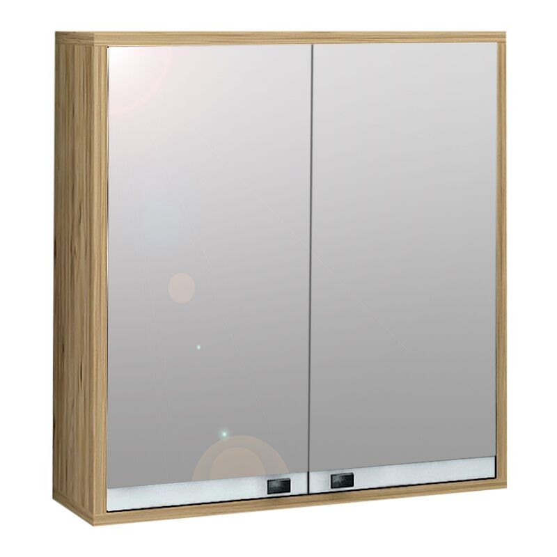 Bade Megapap melamine bathroom mirror cabinet in natural color 60x15x60cm.
