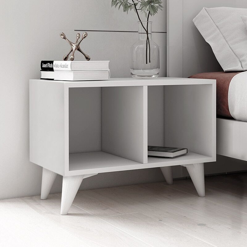 Oliver Megapap melamine nightstand - side table in white color 65,4x30x48,6cm.