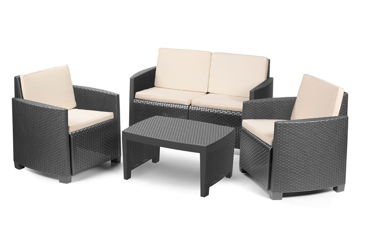 Lipari garden lounge set of four pieces of polypropylene in anthracite color