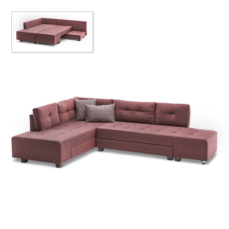 Manama Megapap fabric left corner sofa in claret red color 280x206x85cm.