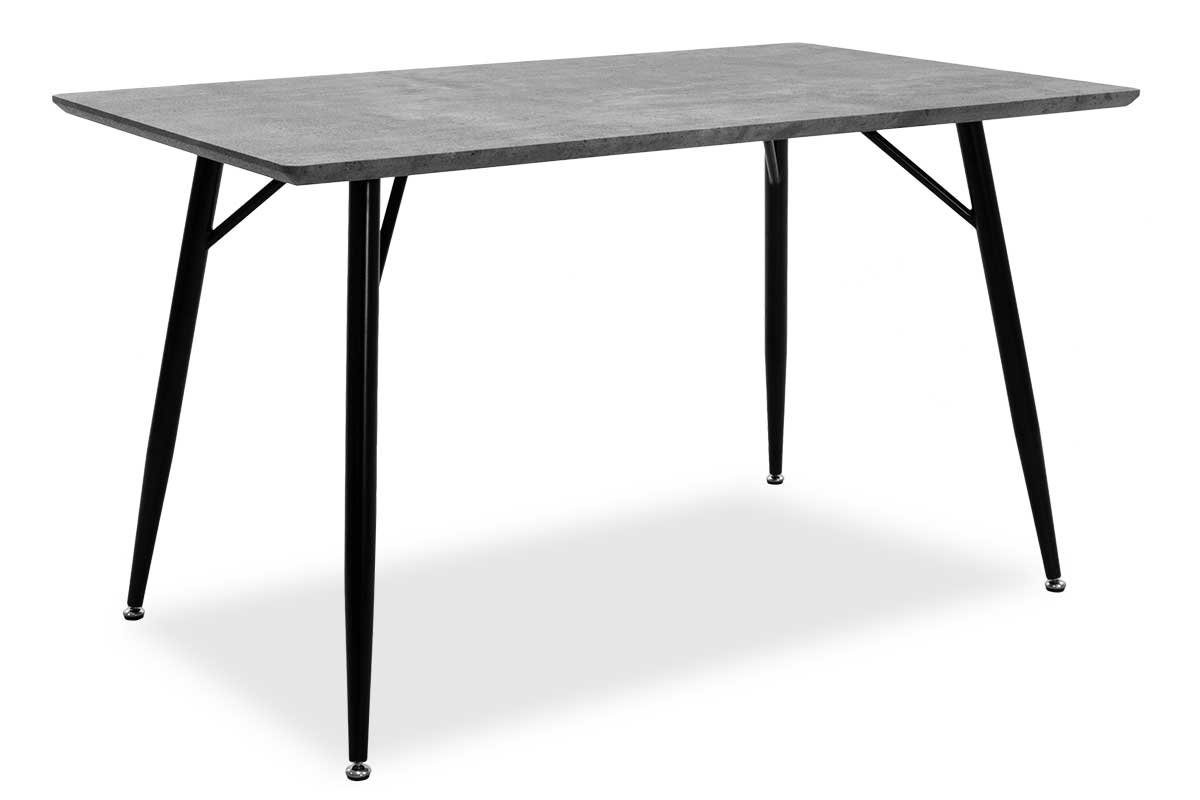 Dining Table Conor pakoworld with surface MDF color grey cement Legs in black metal 130x80x75,5cm