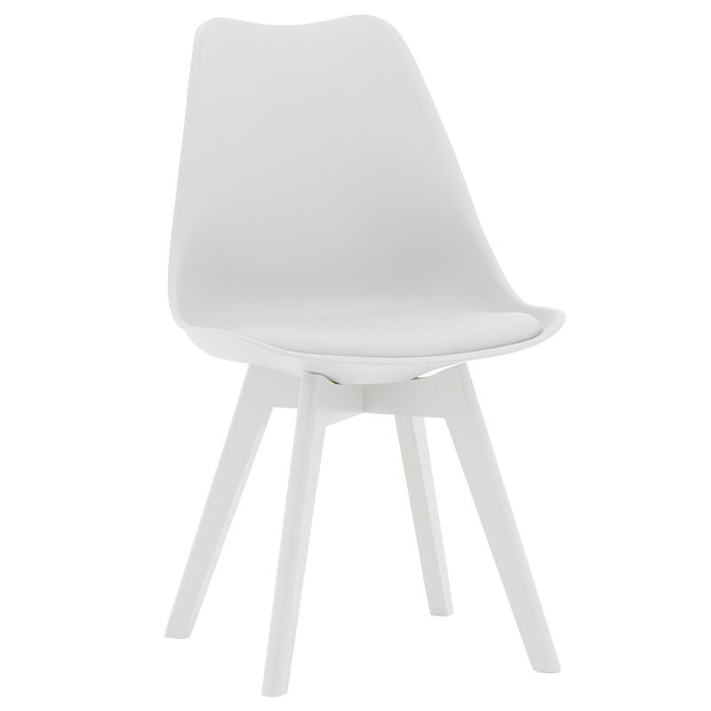 Gaston chair pakoworld PP-PU white-leg wood white