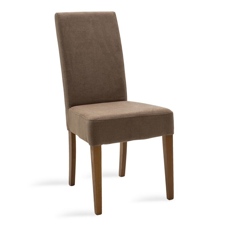 Chair Ditta pakoworld with light brown fabric - wooden legs walnut