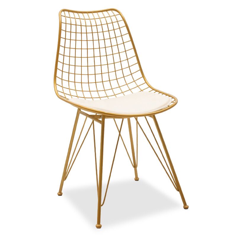 Taj pakoworld metal chair golden with white PVC cushion