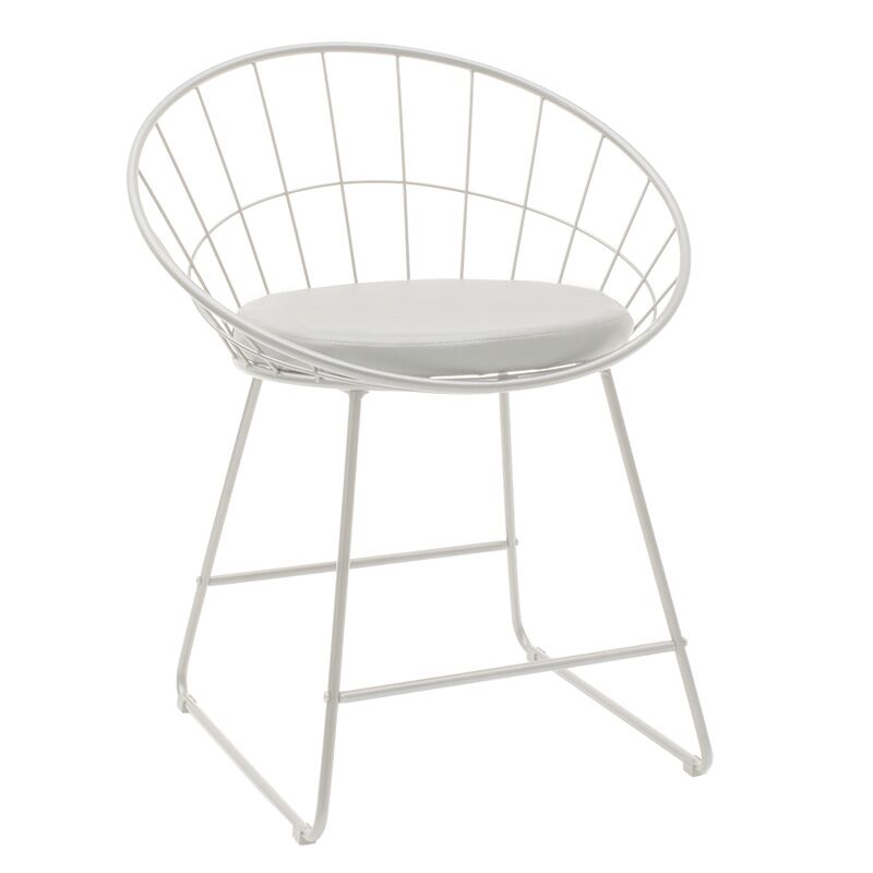 Seth pakoworld chair white metal wire with white pvc cushion