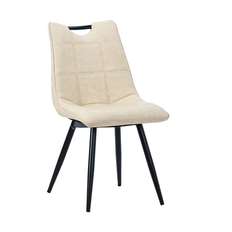 Chair Nely pakoworld pu light beige-black metal leg 45x61x85cm