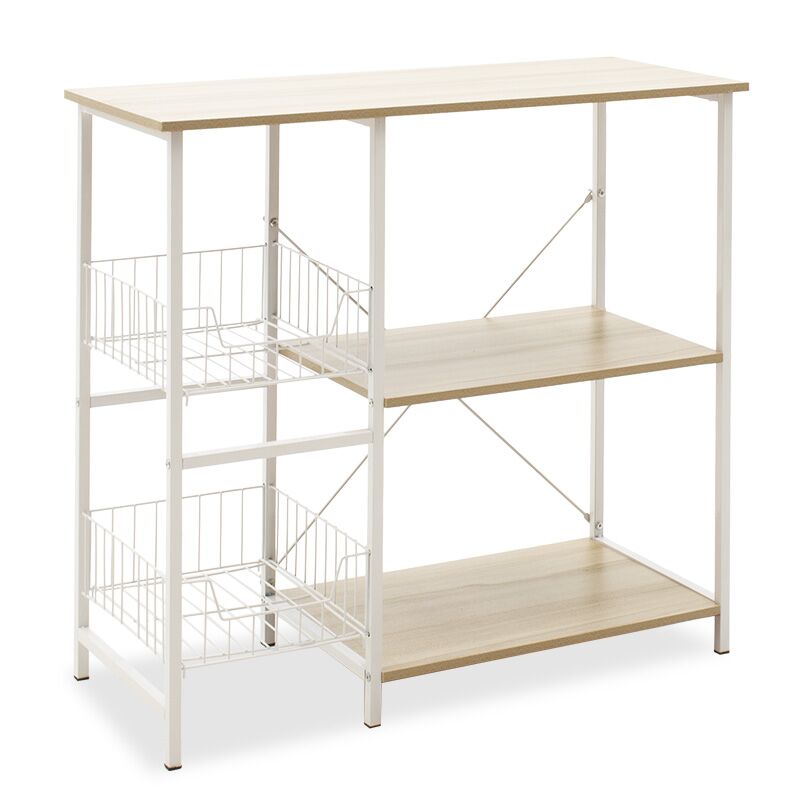 Floor Shelf unit Noon pakoworld with MDF in white-natural color 80x34x75cm
