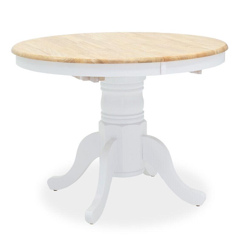 Dining table Lars pakoworld extendable wood-MDF white-natural D100(+38)x100x75cm