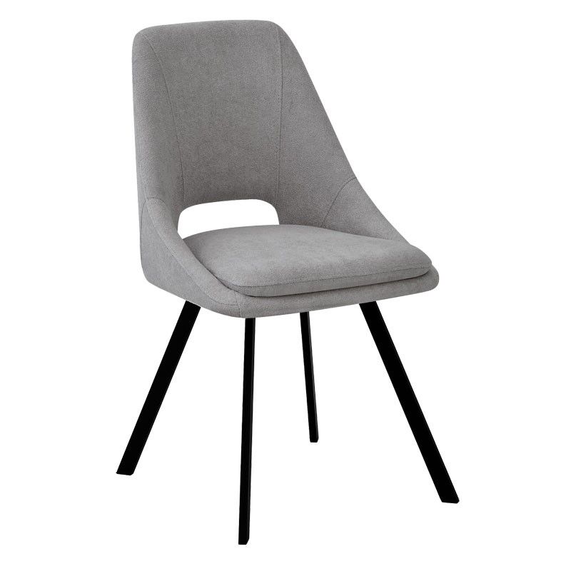 Chair Initiate pakoworld teddy fabric grey-black metal leg 48x57x85cm