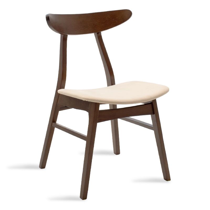 Chair Orlean pakoworld beige fabric-walnut rubberwood leg
