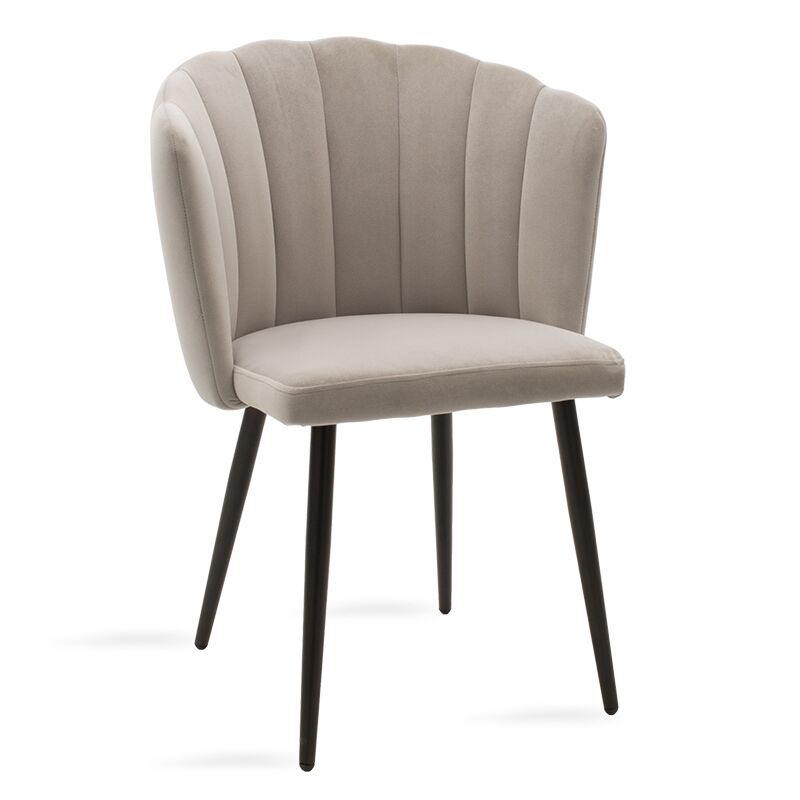 Chair Esme pakoworld metal black legs - velvet in gray beige color