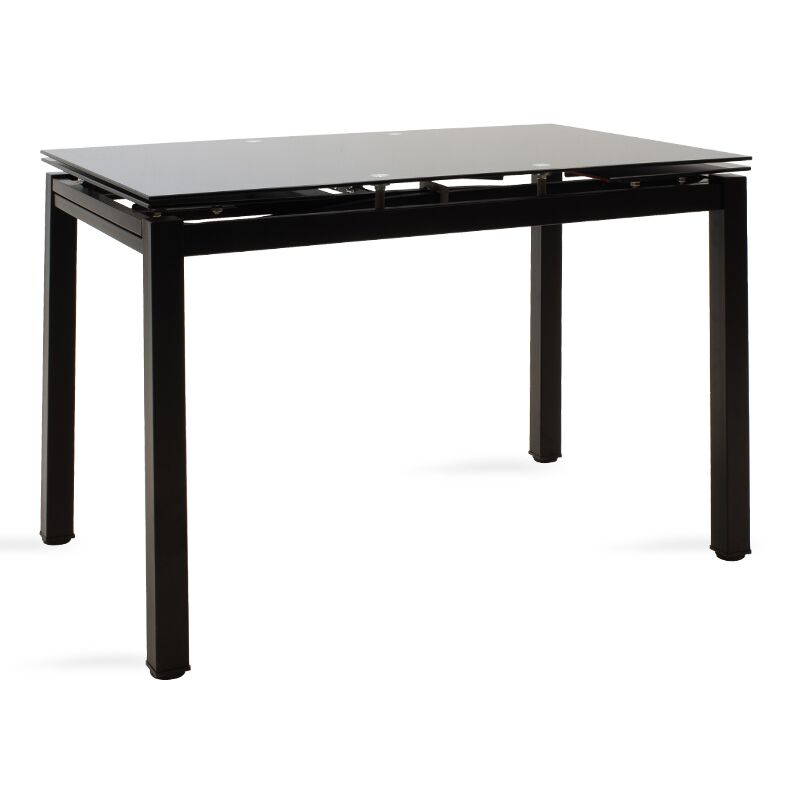 Dining table extendable Finn pakoworld glass 8mm black legs 110-170x70x75cm