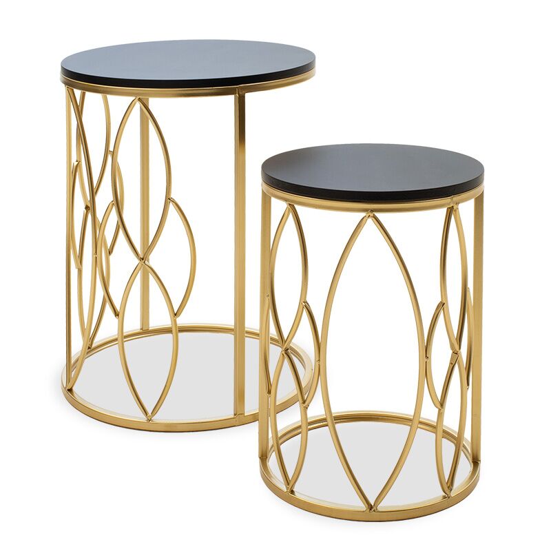 Side tables set 2pcs Zion I pakoworld metal in black - golden color