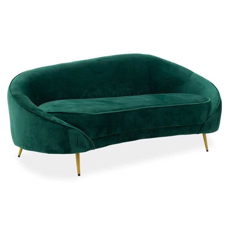 3 seater sofa Amora pakoworld dark green velvet - golden metal 180x81x77cm