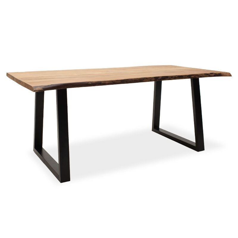 Dining table Miles pakoworld solid wood 4cm natural-foot black 200x96x79cm