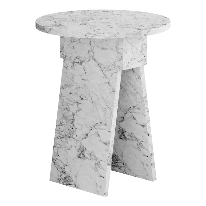 Side table Chen pakoworld white marble melamine D42x50cm