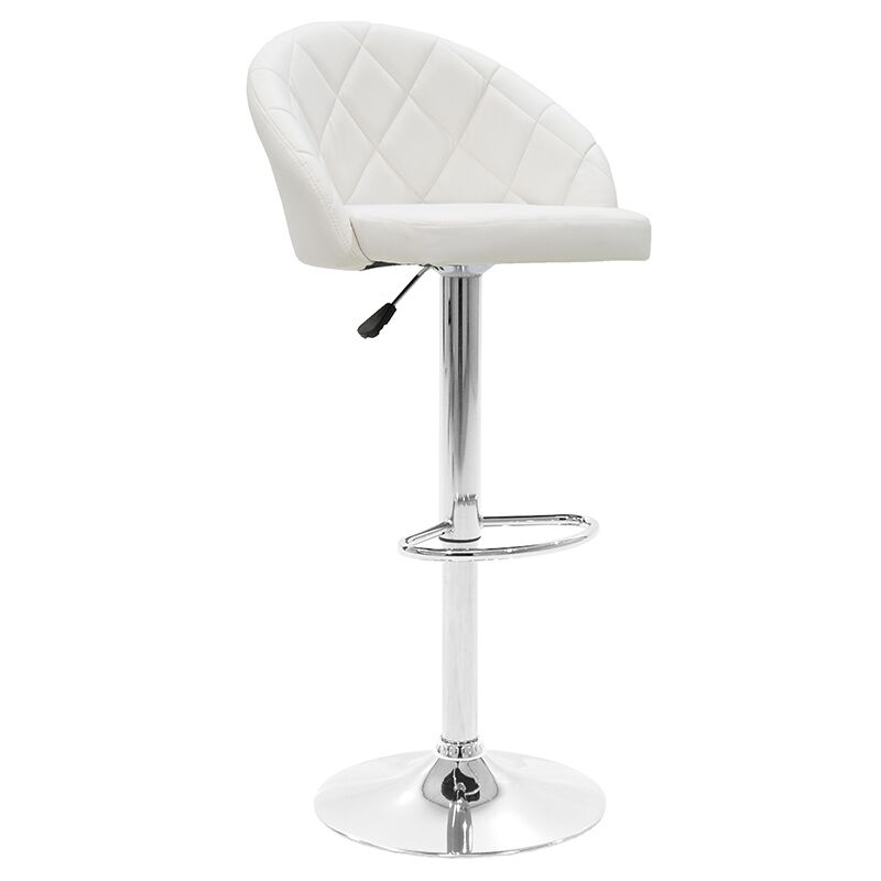 Bar stool Balina pakoworld height adjustable  white pu-chrome metal 52x53x109cm
