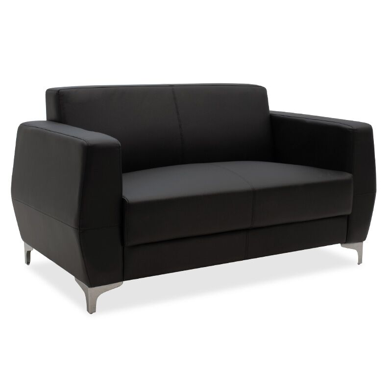 2 seater sofa Dermis pakoworld inox with pu in black colour 138x75x75cm