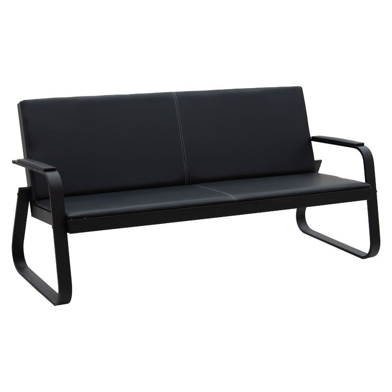 3 seater sofa Rogelio pakoworld PU black color 174x72x85cm