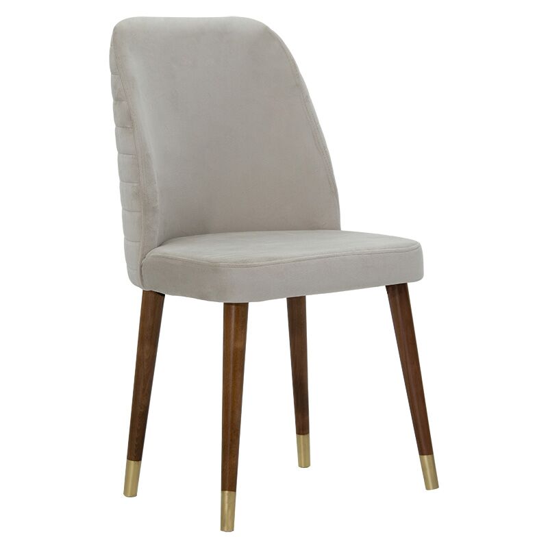 Sonnet chair pakoworld velvet grey-beige-walnut golden leg