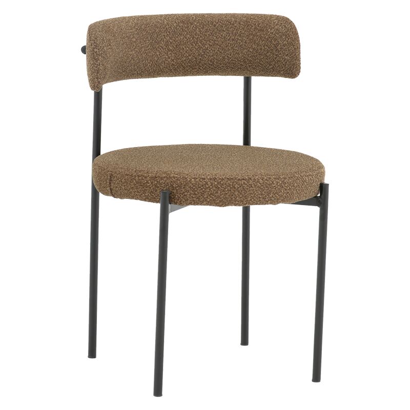 Chair Crochie pakoworld brown teddy fabric-black metal 50x50x77.5cm