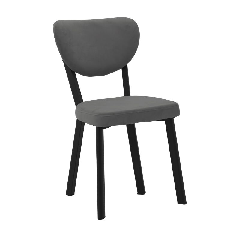 Chair Joley pakoworld dark grey velvet-black metal 45x39x86.5cm